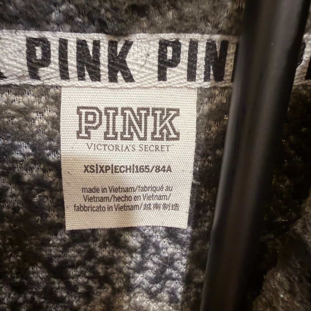 Victoria's Secret PINK Camo Sherpa Hoodie XS Green Black Camouflage Pullover - Picture 5 of 9